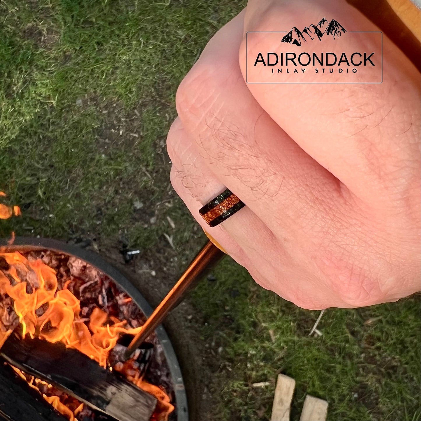 8mm Black Tungsten Band,  Koa Wood ring, Wood Inlay ring, wood band, nature inspired ring, Mens wood ring, Womans wood Ring, Alternative Wedding Ring - Premium Custom Jewelry from Adirondack Inlay Studio LLC - Just $119! Shop now at Adirondack Inlay Studio LLC