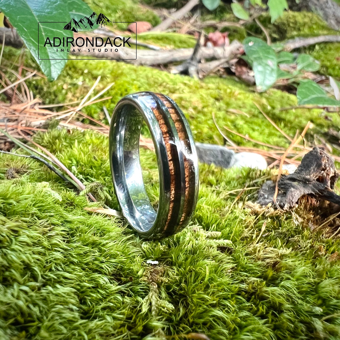 6mm KOA WOOD DOUBLE CHANNEL RING - TUNGSTEN CARBIDE BAND - Premium Custom Jewelry from Adirondack Inlay Studio LLC - Just $124! Shop now at Adirondack Inlay Studio LLC