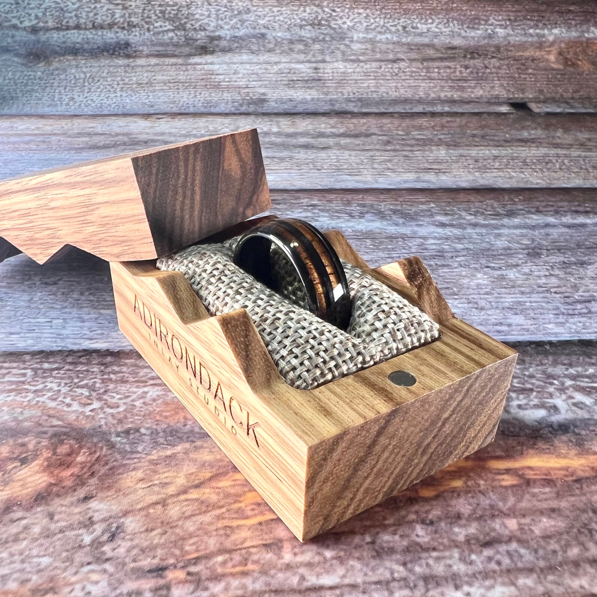 Upgraded Wooden Ring Box - Premium  from Adirondack Inlay Studio LLC - Just $18.50! Shop now at Adirondack Inlay Studio LLC